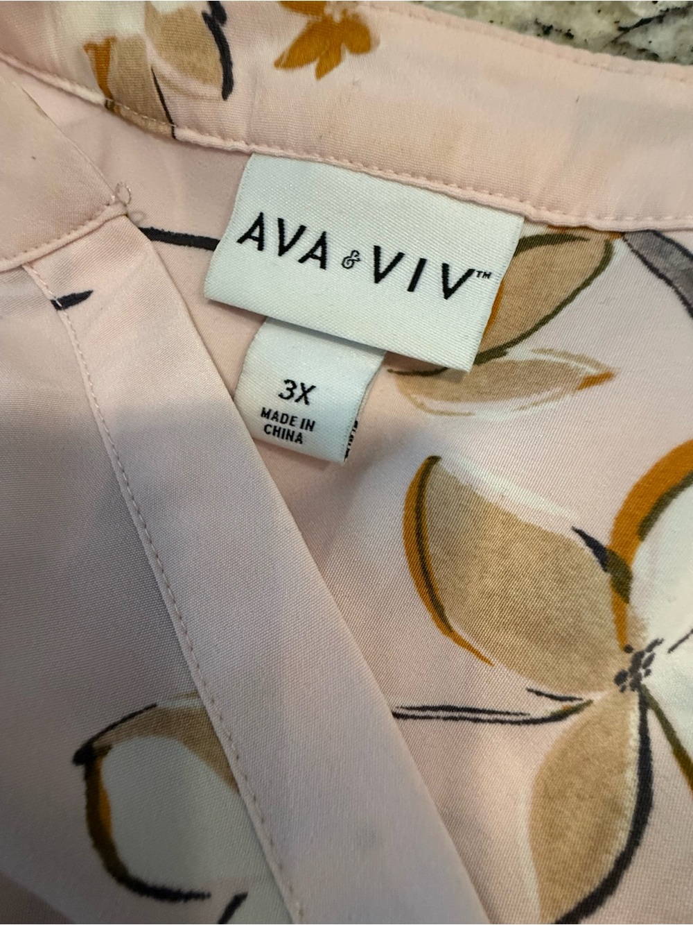 Ava & Viv pink floral tunic top V neck long sleeves Plus SZ 3X - Picture 5 of 11